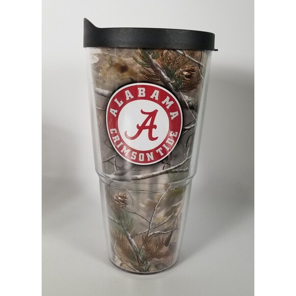 ALABAMA CRIMSON 24 oz Tervis Tumbler Real Tree Camo w/ Lid Roll Tide Made in USA - Picture 1 of 4